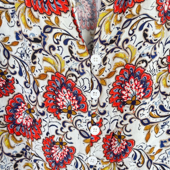 Fifteen Twenty Floral Button Down Blouse Top Women’s S Red Orange Paisley Boho - Picture 10 of 12